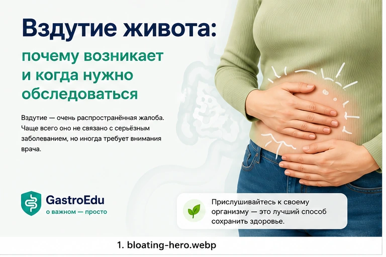 Информационная иллюстрация к статье о вздутии живота